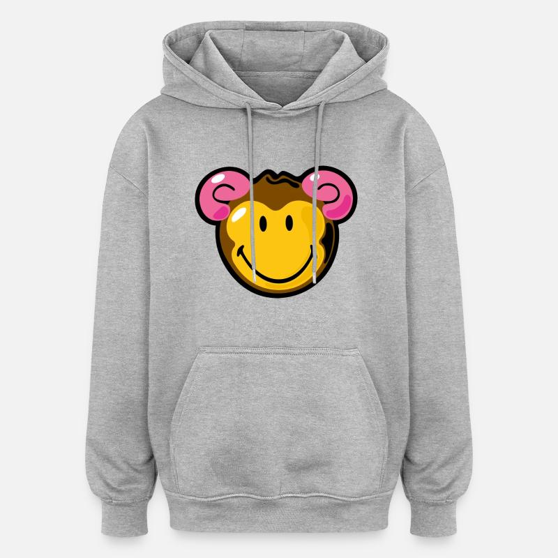 Smiley Monkey - Oversized unisex-hettegenser - gråmelert