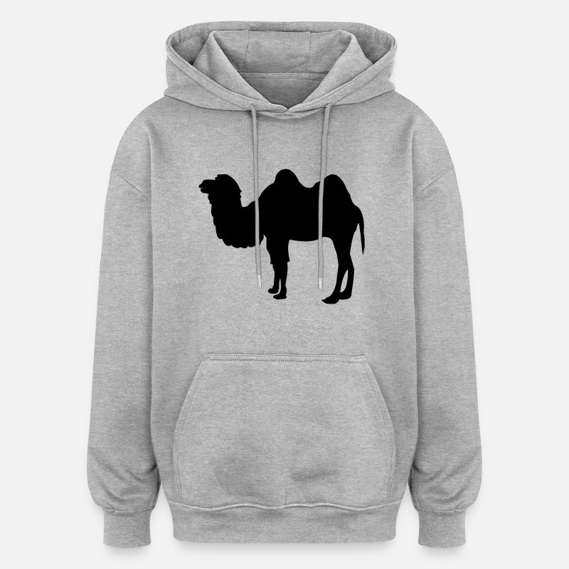 kamel - Sweat à capuche oversize unisexe - gris chiné