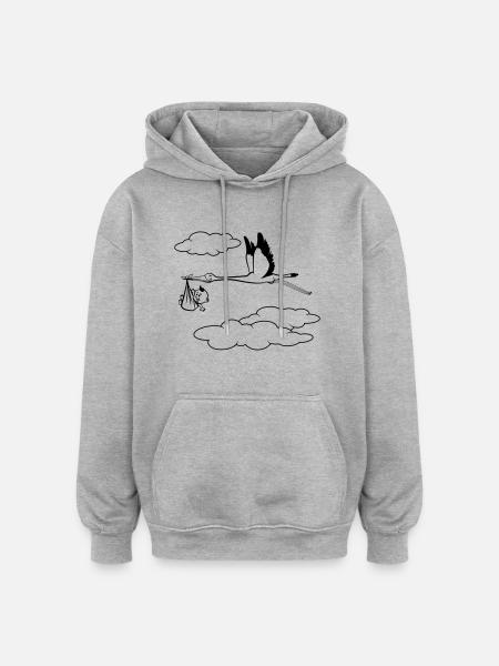 storch baby - Oversized Unisex Hoodie - Grau meliert