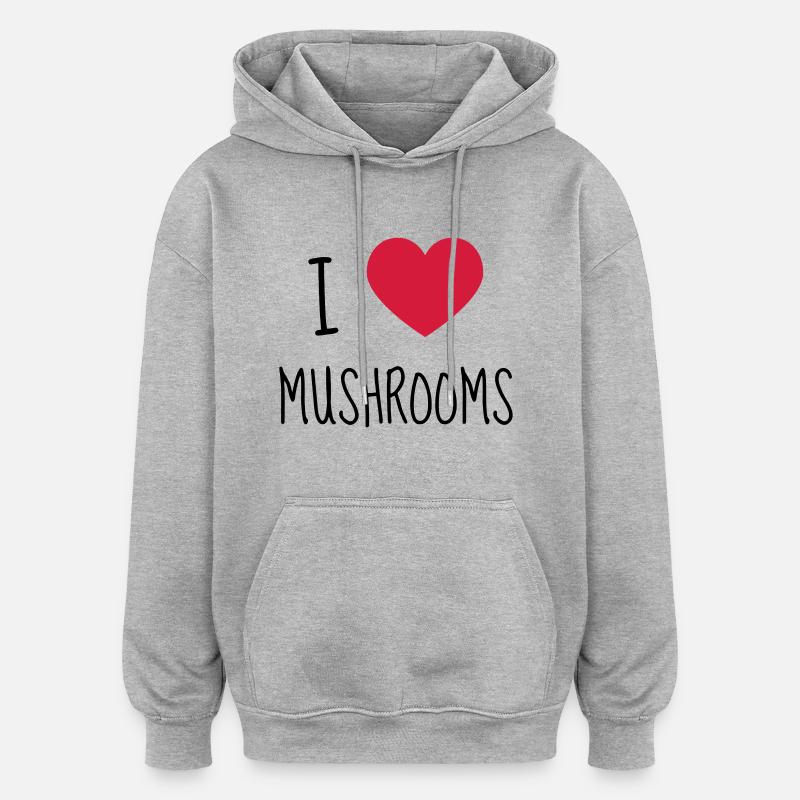 Chasse aux champignons / Champignon / Cueillette - Sweat à capuche oversize unisexe - gris chiné