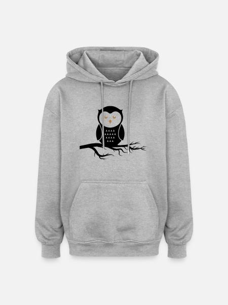 owl_02 - Sweat à capuche oversize unisexe - gris chiné