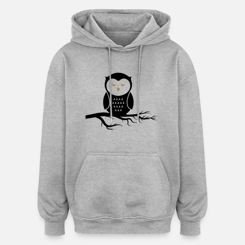 owl_02 - Sweat à capuche oversize unisexe - gris chiné