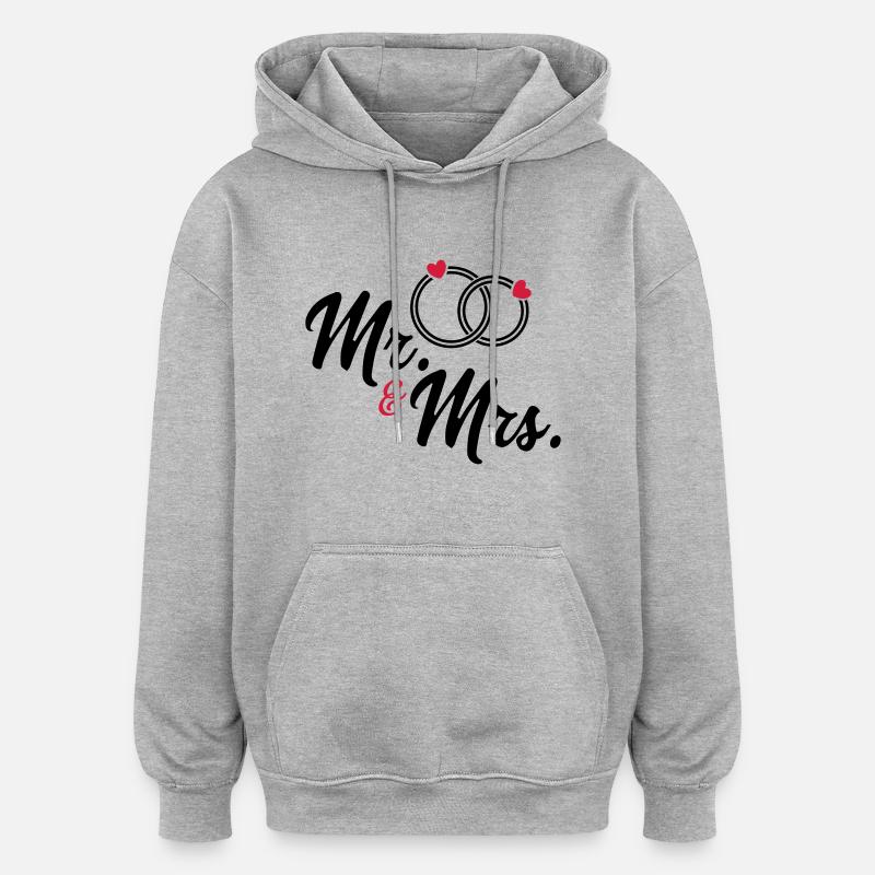 Couple - Sweat à capuche oversize unisexe - gris chiné