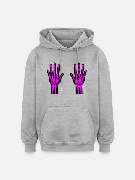 Skeleton Hands 02 - Oversized Unisex Hoodie - heather grey