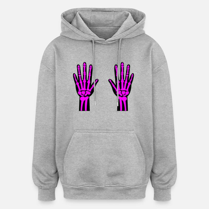 skelett hände 02 - Oversized Unisex Hoodie - Grau meliert
