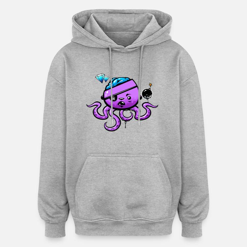 Pieuvre pirate avec bombe - Sweat à capuche oversize unisexe - gris chiné