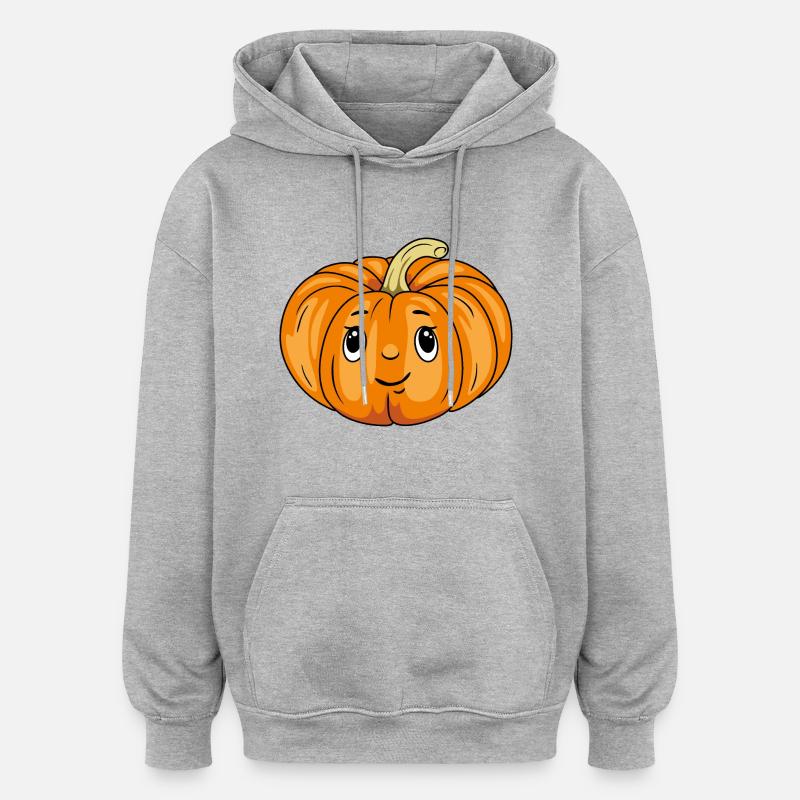 Émotion de citrouille timide - Sweat à capuche oversize unisexe - gris chiné