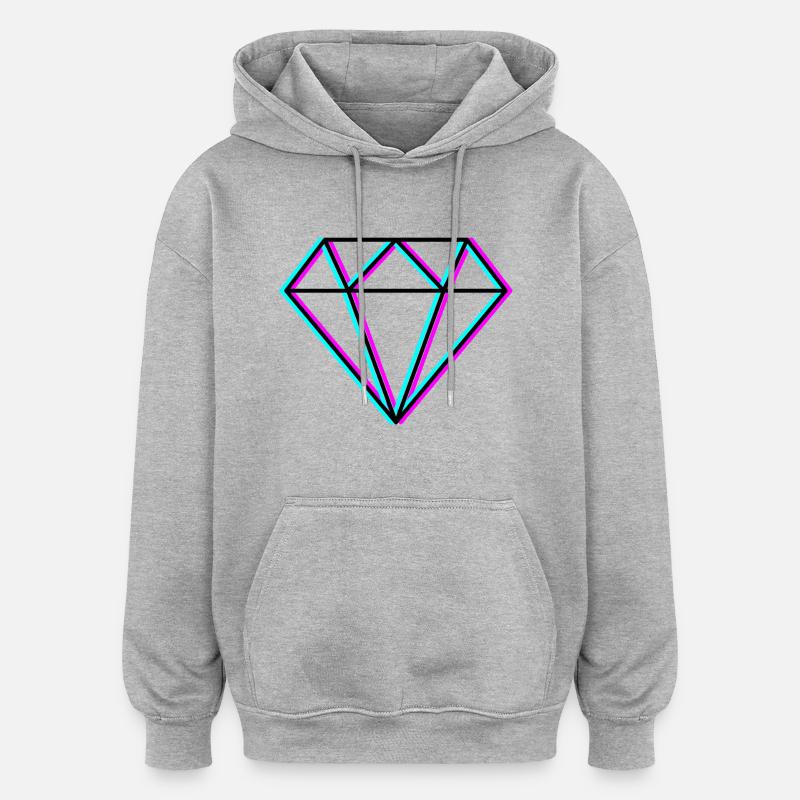 Diamant - Neonfarben Design - Oversized Unisex Hoodie - Grau meliert