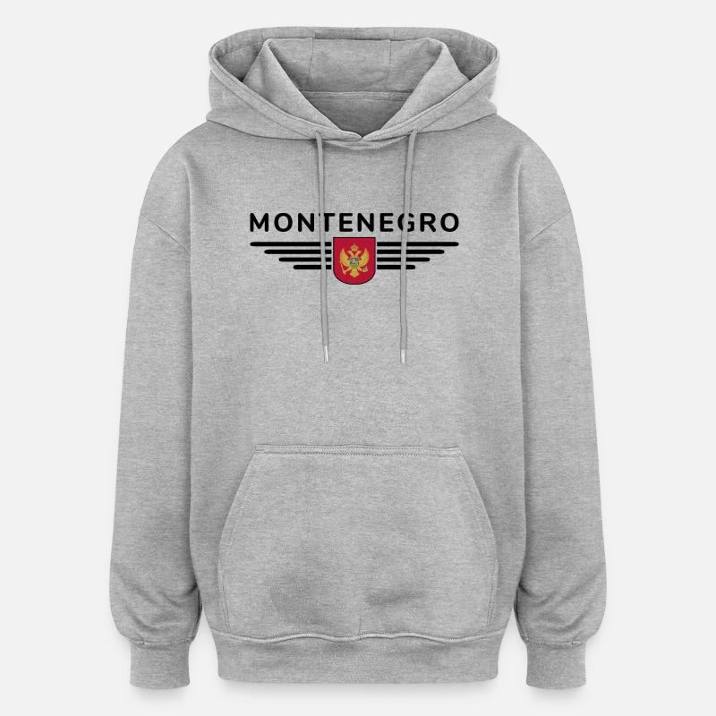 Montenegro Design – Découvrez les Balkans - Sweat à capuche oversize unisexe - gris chiné