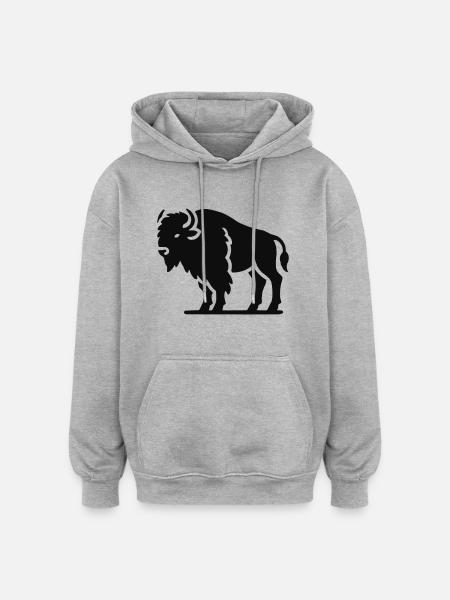 Bison Animal - Oversized Unisex Hoodie - heather grey