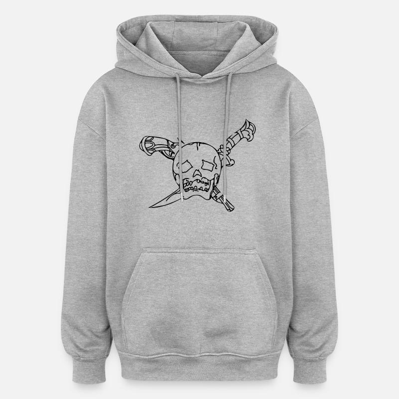 crâne - Sweat à capuche oversize unisexe - gris chiné