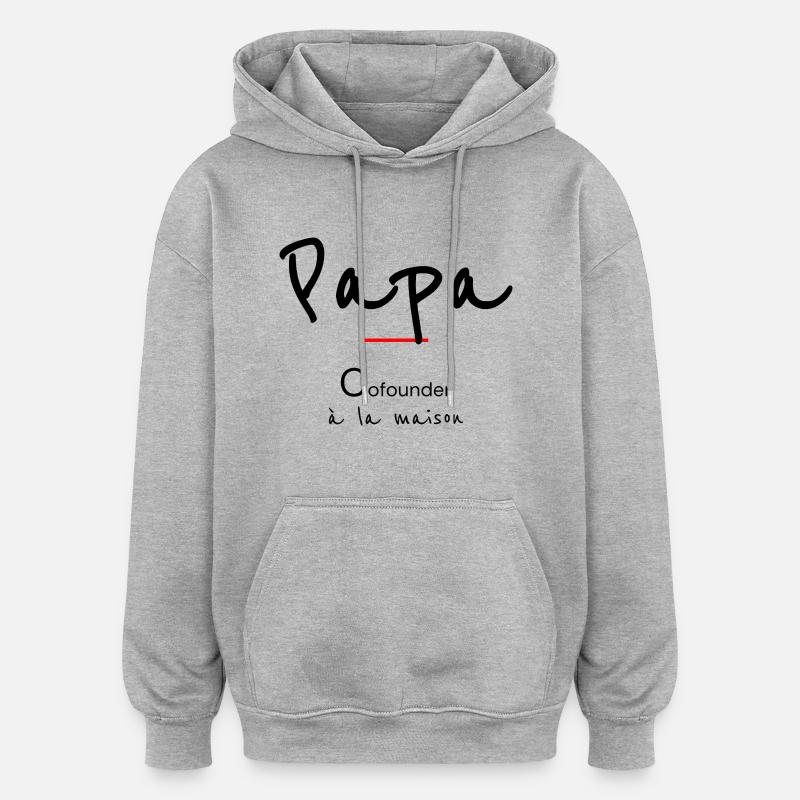 Papa - Sweat à capuche oversize unisexe - gris chiné