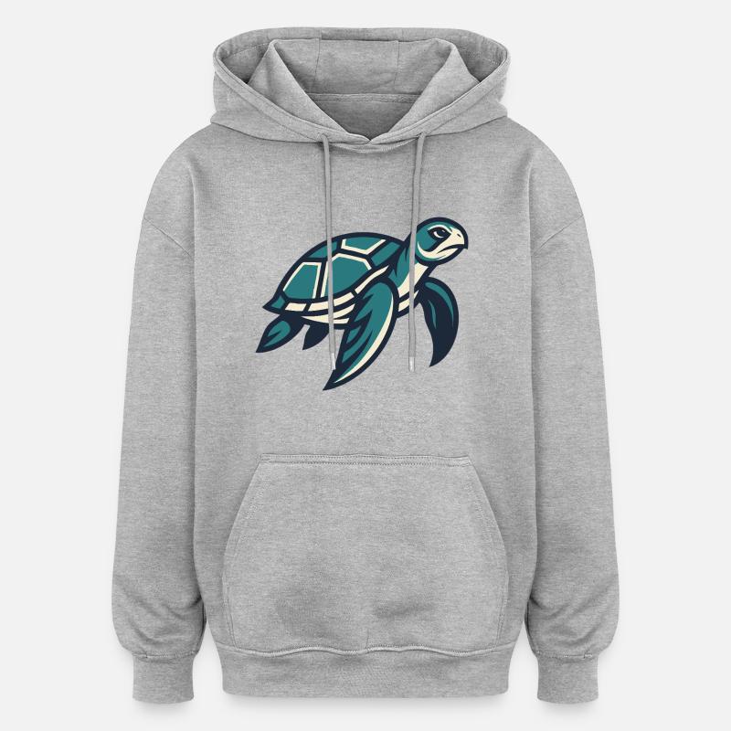Tortue de mer voyageuse - Sweat à capuche oversize unisexe - gris chiné