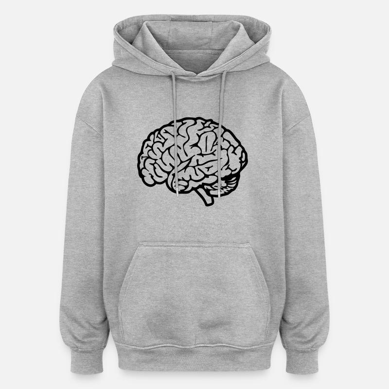 cerveau - Sweat à capuche oversize unisexe - gris chiné