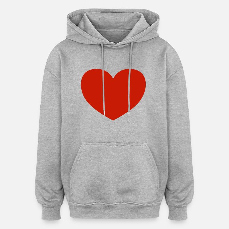 Schlichtes Herz / plain heart (1c) - Oversized Unisex Hoodie - Grau meliert