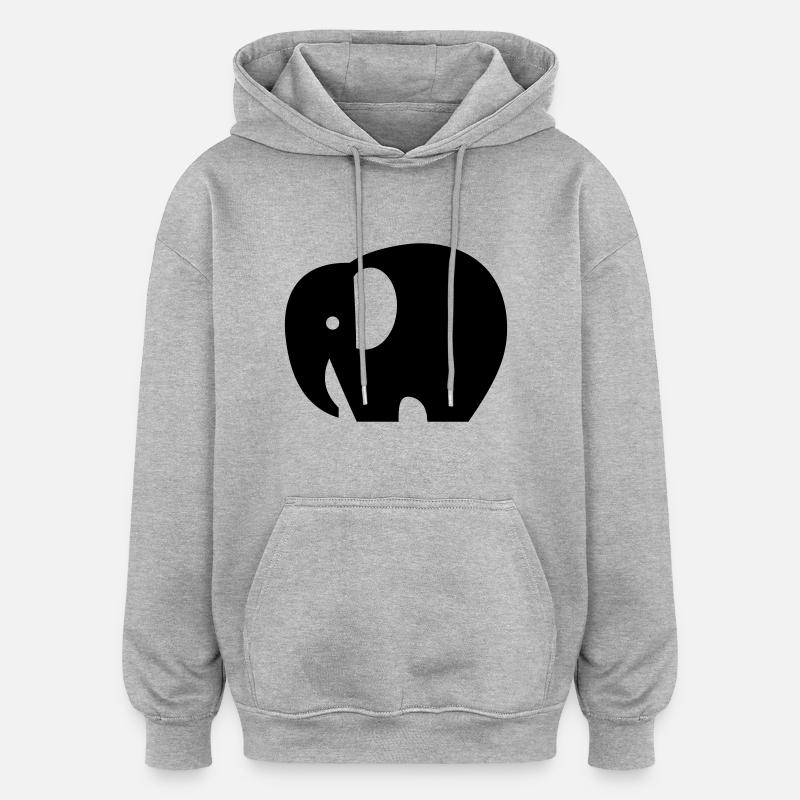Elefant - Oversized Unisex Hoodie - Grau meliert