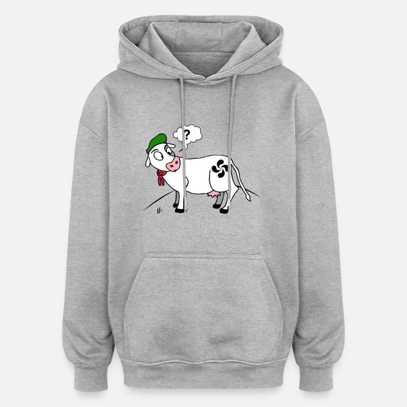 Les vaches aux Pays basque - Sweat à capuche oversize unisexe - gris chiné