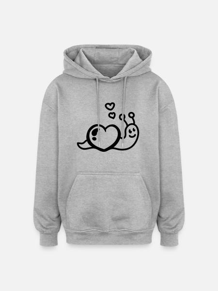 Heart worm - Line - Oversized Unisex Hoodie - heather grey