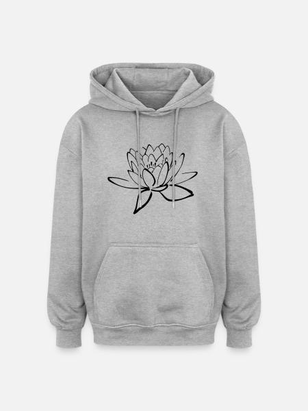 Lotusblume - Oversized Unisex Hoodie - Grau meliert