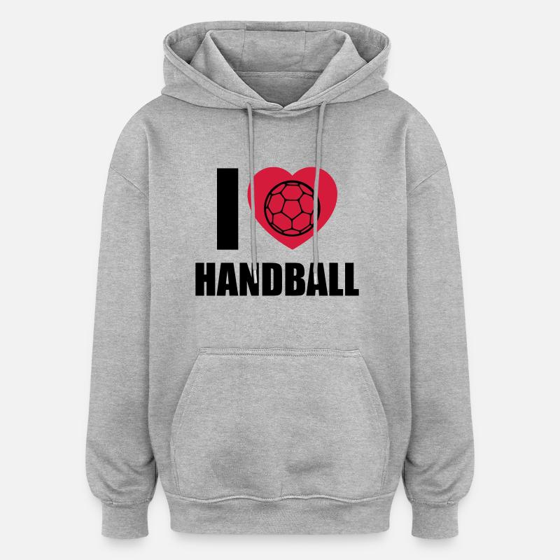 I LOVE HANDBALL - Sweat à capuche oversize unisexe - gris chiné