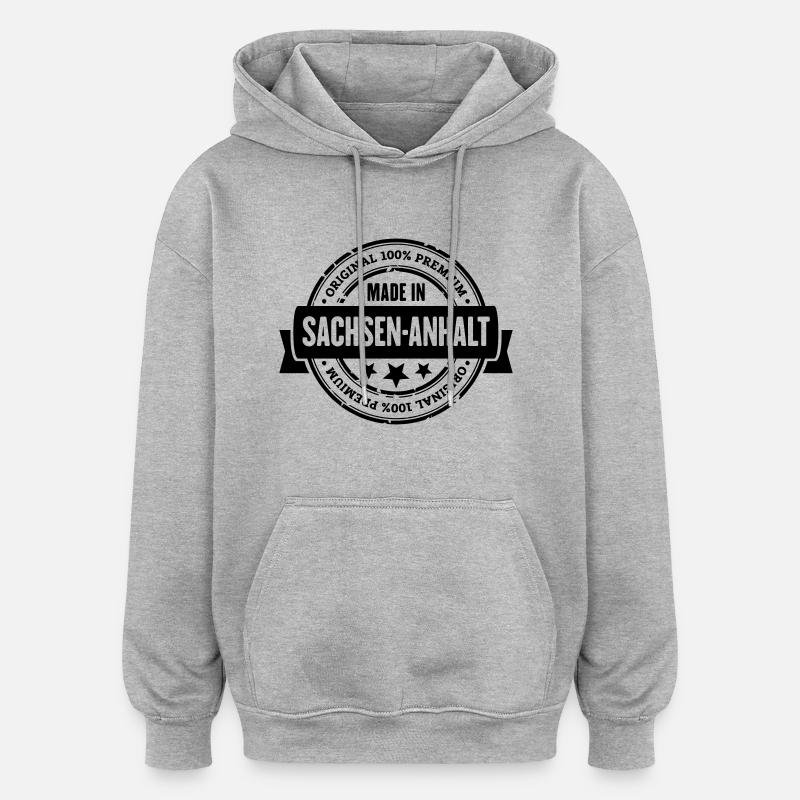 Made in Sachsen-Anhalt - Oversized Unisex Hoodie - Grau meliert
