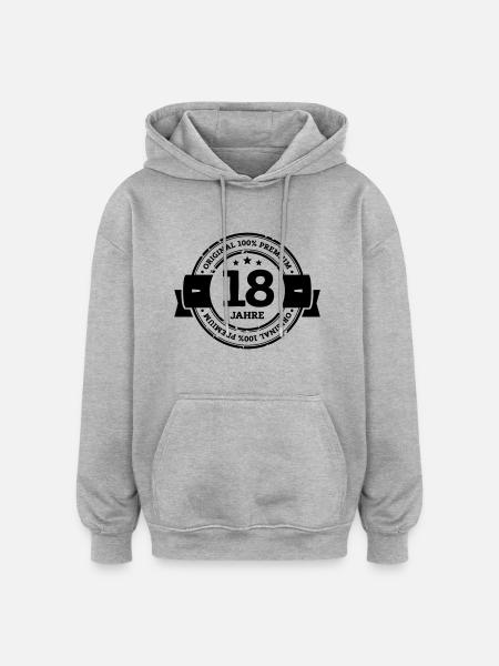 Original 18 Jahre - Oversized Unisex Hoodie - Grau meliert
