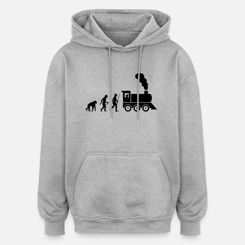 Train driver evolution - Sweat à capuche oversize unisexe - gris chiné