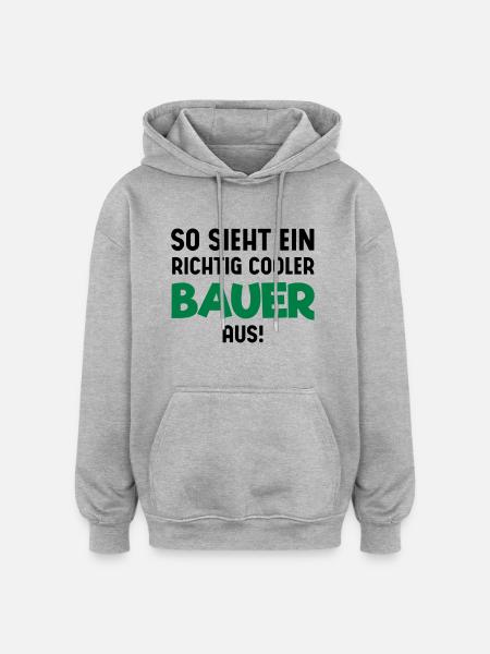 Cooler Bauer - Oversized Unisex Hoodie - Grau meliert