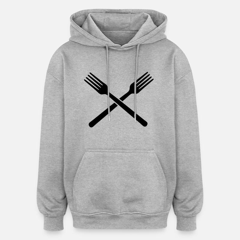 forks hungry - Sweat à capuche oversize unisexe - gris chiné