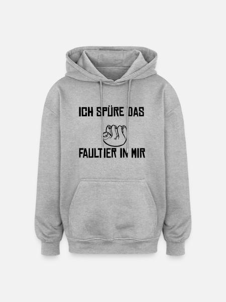 Ich spüre das Faultier - Oversized Unisex Hoodie - Grau meliert