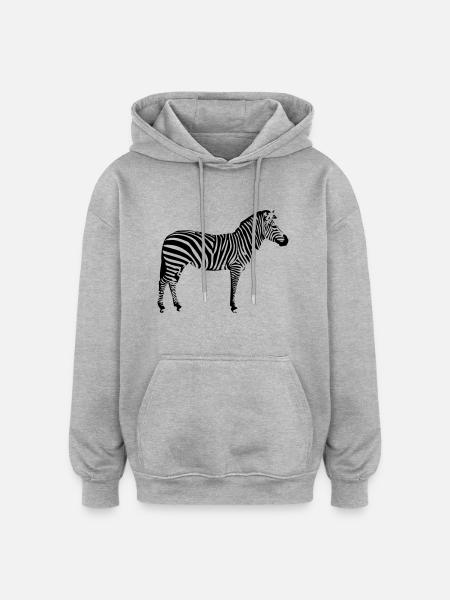 zebre 1 - Sweat à capuche oversize unisexe - gris chiné