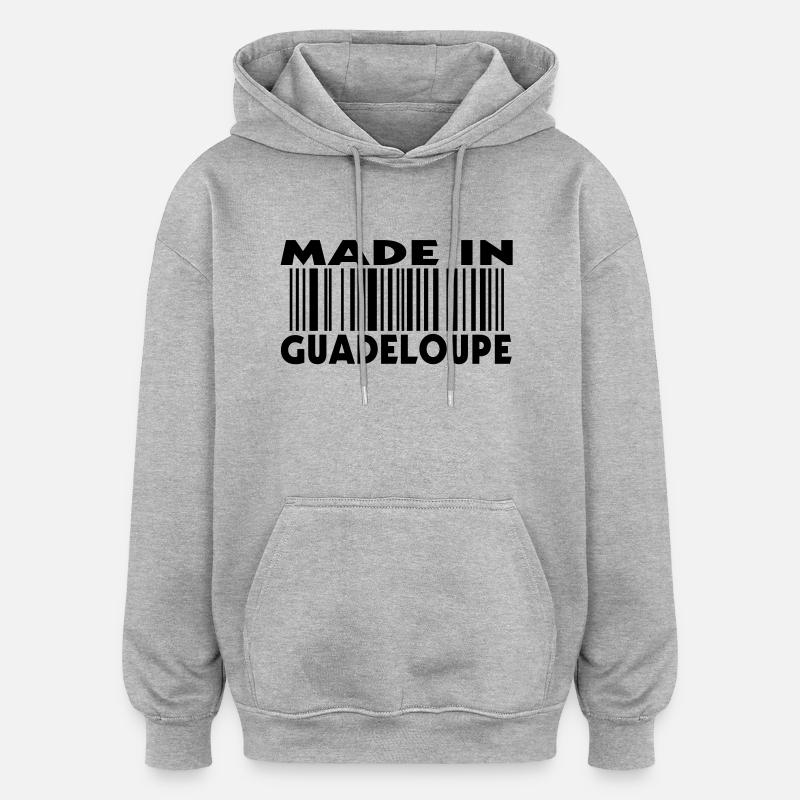 made in GUADELOUPE (1c) - Sweat à capuche oversize unisexe - gris chiné