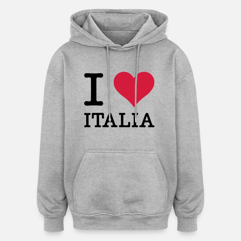 Je aime Italia - Sweat à capuche oversize unisexe - gris chiné