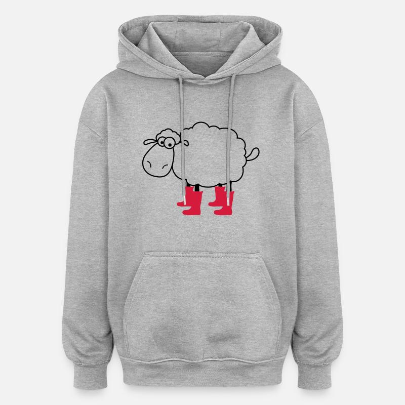 mouton - Sweat à capuche oversize unisexe - gris chiné