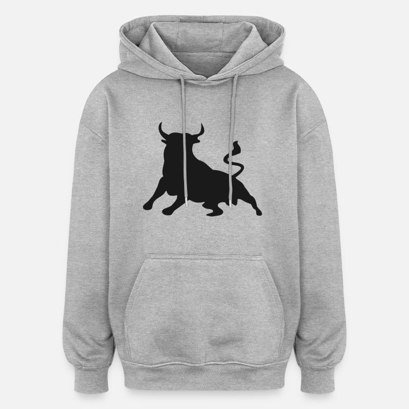 taureau taureau - Sweat à capuche oversize unisexe - gris chiné