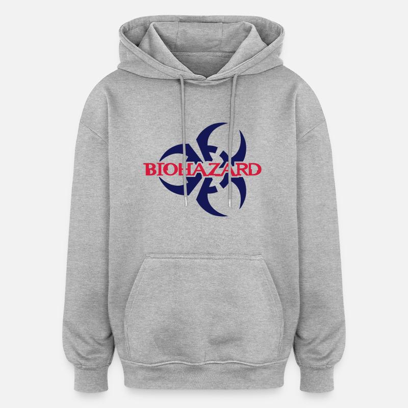 Biohazard__V006 - Sweat à capuche oversize unisexe - gris chiné
