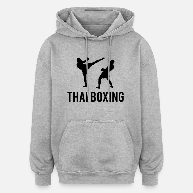 Thai-Boxing - Sweat à capuche oversize unisexe - gris chiné