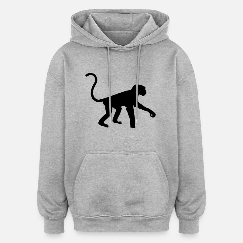 Affe - Oversized Unisex Hoodie - Grau meliert