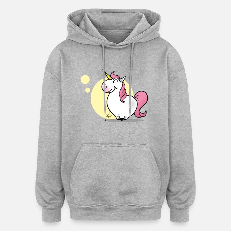Licorne - Sweat à capuche oversize unisexe - gris chiné