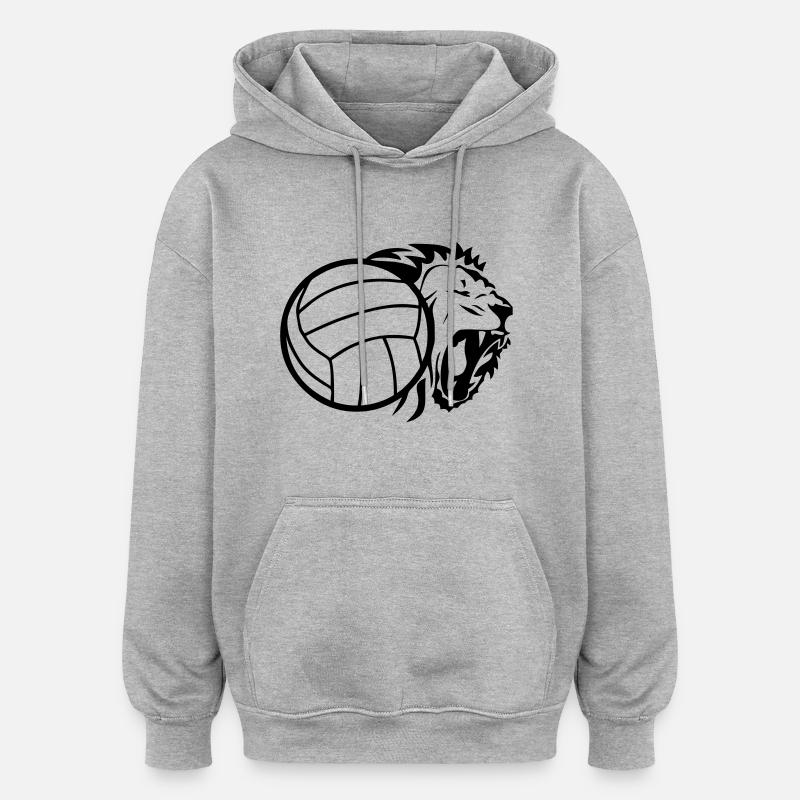 ballon volleyball lion - Sweat à capuche oversize unisexe - gris chiné