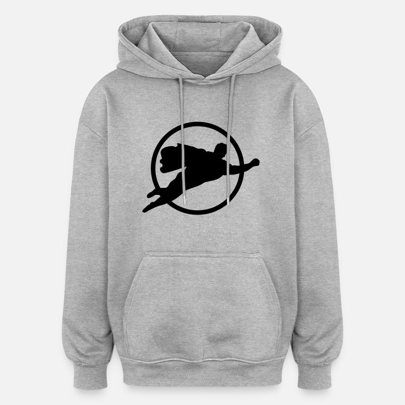 held_3___f1 - Sweat à capuche oversize unisexe - gris chiné