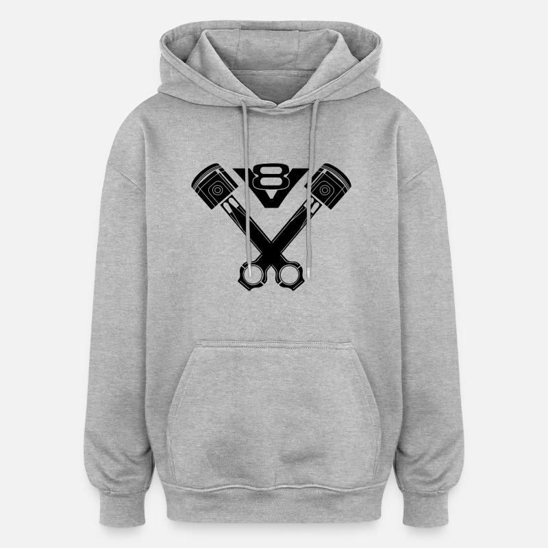 V8 Eight Cylinder Engine - Oversized Unisex Hoodie - heather grey