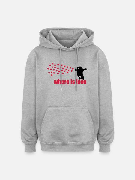 where is love - Oversized Unisex Hoodie - Grau meliert