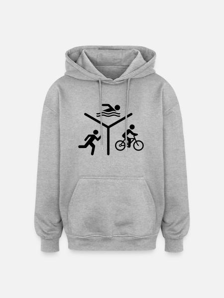 Triathlon Silhouette Logo - Oversized Unisex Hoodie - Grau meliert