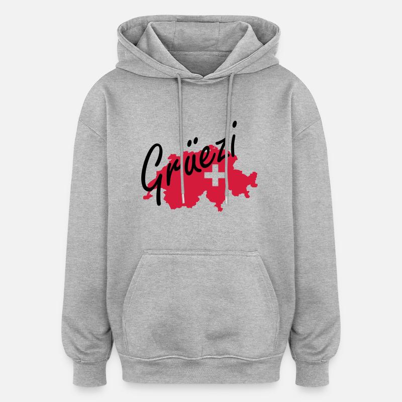 grüezi - Sweat à capuche oversize unisexe - gris chiné