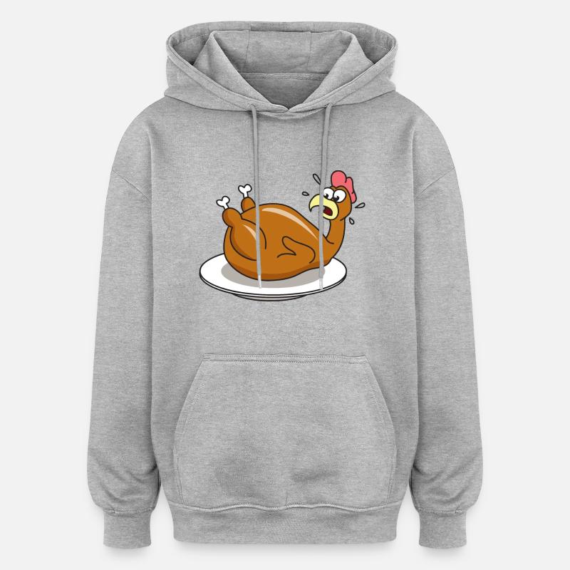 Poulet rôti cuisson - Sweat à capuche oversize unisexe - gris chiné