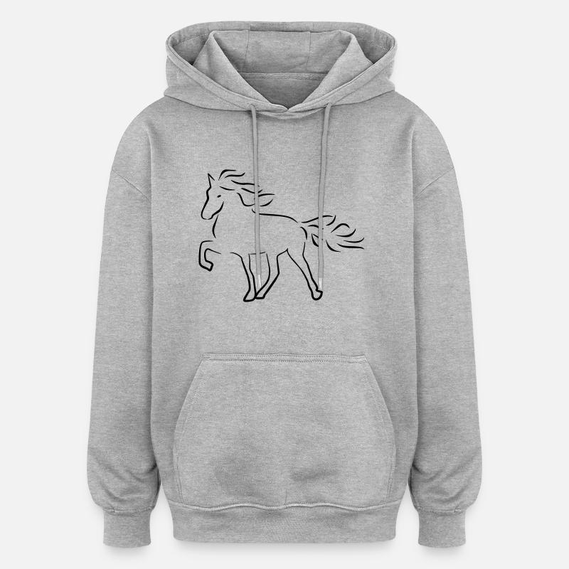 Islandpferd - Oversized Unisex Hoodie - Grau meliert