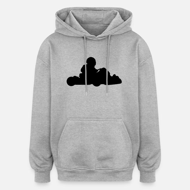 go_kart_silhouette_c1 - Sweat à capuche oversize unisexe - gris chiné