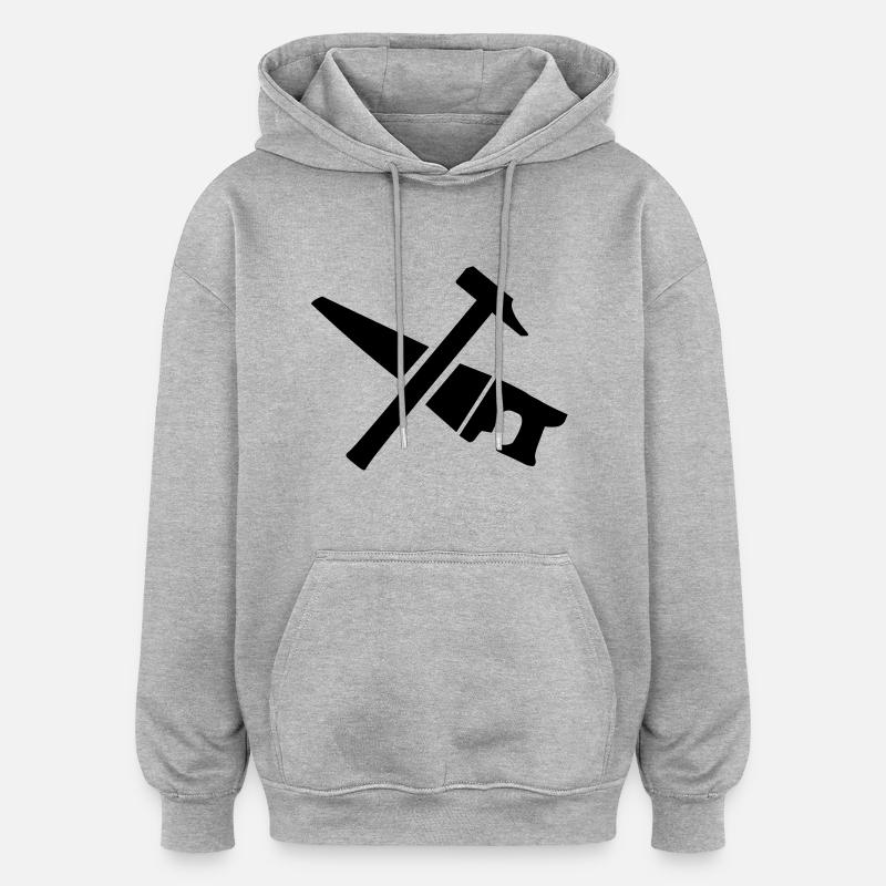 Säge Hammer - Oversized Unisex Hoodie - Grau meliert