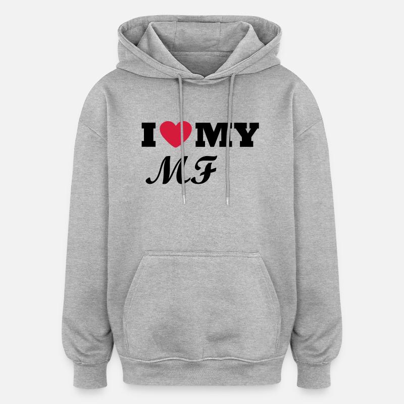J'aime mon MF - Sweat à capuche oversize unisexe - gris chiné